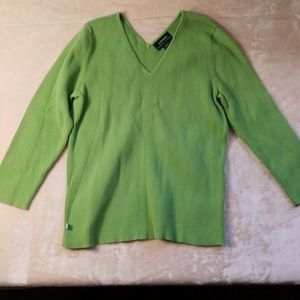 Green v-neck sweater